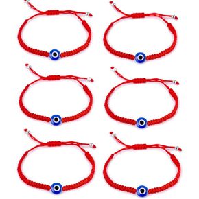 kelistom 6pcs سلسلة حمراء الشر العين سحر أساور للنساء الرجال في سن المراهقة الفتيات الفتيان اليدوية مكرامية مضفر الكابالا سوار لحماية الصداقة قابل للتعديل in Kuwait