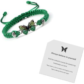 FUTIMELY Always Believe in Yourself Butterfly Bracelets Adjustable Hand Woven String Bracelets for Women Men Teens Colorful Butterfly Charm Bracelets BFF Couple Bracelets Inspirational Jewelry Gifts