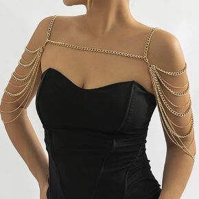 Bethynas الطبقات الكتف سلسلة قلادة مثير الصدرية بيكيني الجسم سلسلة الزفاف الزفاف كيب التفاف الملحقات للنساء والفتيات (الفضة أ) in Kuwait