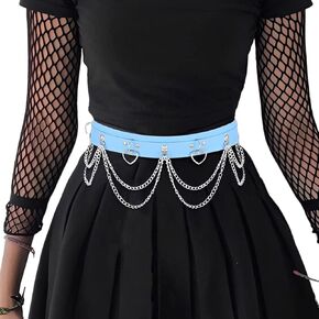 Bodiy Pink Waist Chain Belt Goth Rave Belts Heart PU Leather Body Chain Accessory for Women and Girls (Pink)