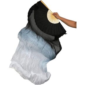 TMZAQH Women 1 Piece Right Hand Real Silk Long Belly Dance Fan Veils 150 * 90 cm in Kuwait