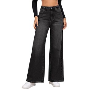 Genleck Women's Wide Leg Baggy Jeans – High Waisted Stretch Loose Jeans Trendy Denim Pants