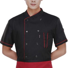 XINFU Unisex Chef Coat Long Sleeves/Short Sleeves Double-Breasted Kitchen Chef Uniform in Kuwait