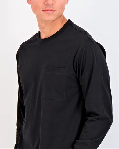 Real Essentials 3 Pack: Men's Cotton Long Sleeve Crew Neck T-Shirt with Pocket - Soft Work Casual Jersey Tees (Big & Tall) in Kuwait