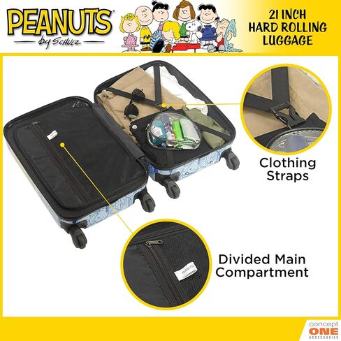 حقيبة سفر بعجلات من Concept One Peanuts Group مقاس 21 بوصة، حقيبة حمل ذات هيكل صلب مطبوع عليها قوس قزح مع عجلات، متعددة in Saudi Arabia