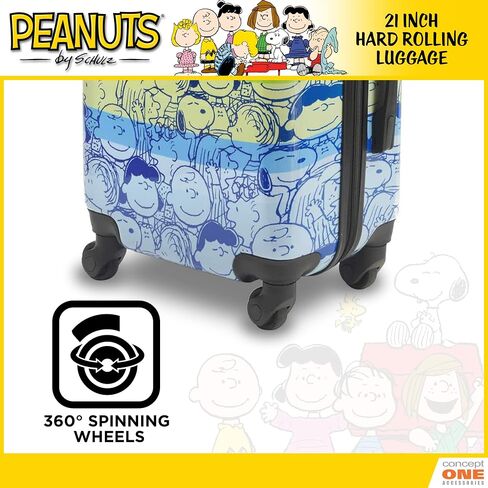 حقيبة سفر بعجلات من Concept One Peanuts Group مقاس 21 بوصة، حقيبة حمل ذات هيكل صلب مطبوع عليها قوس قزح مع عجلات، متعددة in Saudi Arabia