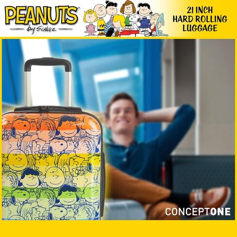 حقيبة سفر بعجلات من Concept One Peanuts Group مقاس 21 بوصة، حقيبة حمل ذات هيكل صلب مطبوع عليها قوس قزح مع عجلات، متعددة in Saudi Arabia