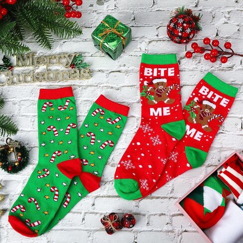 30 Pairs Christmas Socks Cotton Holiday Socks Warm Xmas Crew Socks Novelty Gifts Funny Colorful Socks for Women Men 30 Styles in Saudi Arabia