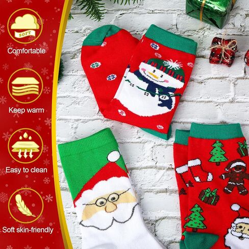 30 Pairs Christmas Socks Cotton Holiday Socks Warm Xmas Crew Socks Novelty Gifts Funny Colorful Socks for Women Men 30 Styles in Saudi Arabia