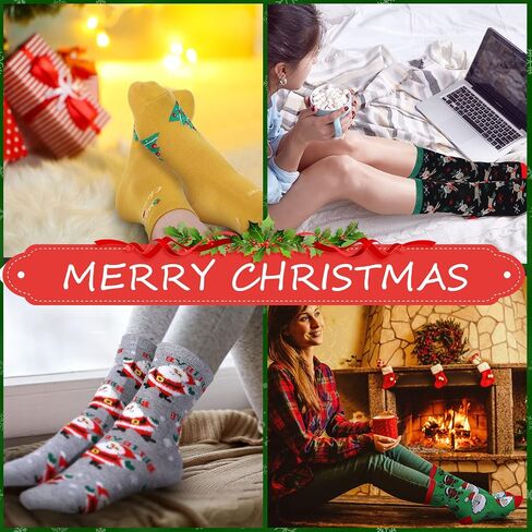 30 Pairs Christmas Socks Cotton Holiday Socks Warm Xmas Crew Socks Novelty Gifts Funny Colorful Socks for Women Men 30 Styles in Saudi Arabia