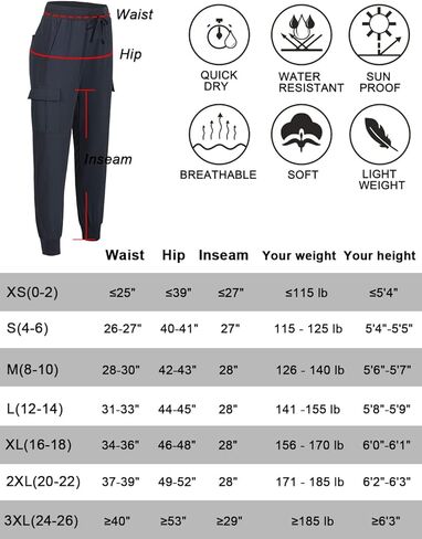 Women's Cargo Joggers Lightweight Hiking Pants Athletic Outdoor Travel Pants Workout Running Pants in Saudi Arabia