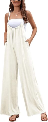 ملابس نسائية صيفية من Faleave بأرجل واسعة بدون أكمام وسروال فضفاض غير رسمي in Kuwait