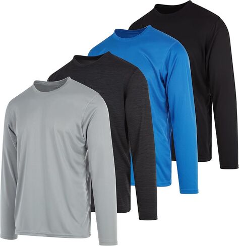 تي شيرتات Dri-Fit بأكمام طويلة للرجال - 4 قطع - تي شيرتات ماصة للرطوبة وسريعة الجفاف in Kuwait