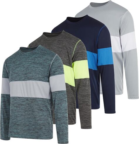 تي شيرتات Dri-Fit بأكمام طويلة للرجال - 4 قطع - تي شيرتات ماصة للرطوبة وسريعة الجفاف in Kuwait