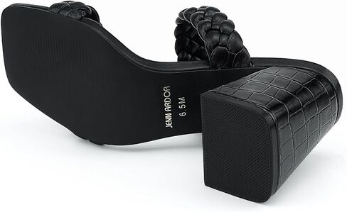 JENN ARDOR Women's Heeled Sandals Chunky Heel Square Toe Strappy Braided Sandals for Women Mules Heels Comfortable Slide Dress Sandals in Kuwait