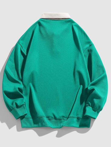 ZAFUL Men's Long Sleeve Polo Shirts Color Spliced Polo Collar Sweatshirt Casual Golf Patchwork Shirts Tops in Saudi Arabia
