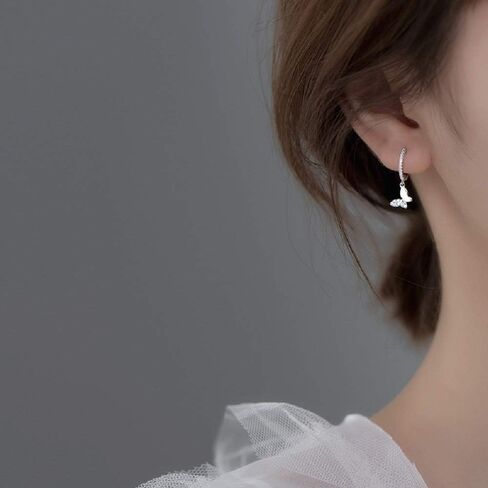 Cute Butterfly Small CZ Cartilage Cuff Hoop Earrings With Tiny Charm Dangle Drop for Women Girls S925 Sterling Silver Dainty Fashion Huggie Hoops Hypoallergenic Fashion Elegant Jewelry Gifts for Daughter Sister Bff in Kuwait