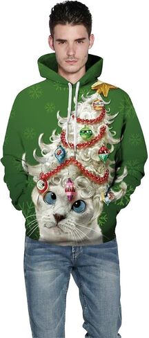 Roevite Unisex 3D Printed Christmas Sweatshirts Crew Neck Long Sleeve Loose Top Xmas Pullover in Kuwait