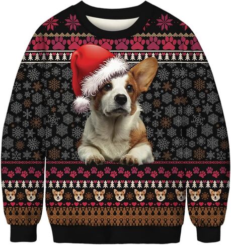 Roevite Unisex 3D Printed Christmas Sweatshirts Crew Neck Long Sleeve Loose Top Xmas Pullover in Kuwait