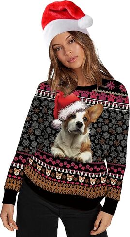 Roevite Unisex 3D Printed Christmas Sweatshirts Crew Neck Long Sleeve Loose Top Xmas Pullover in Kuwait