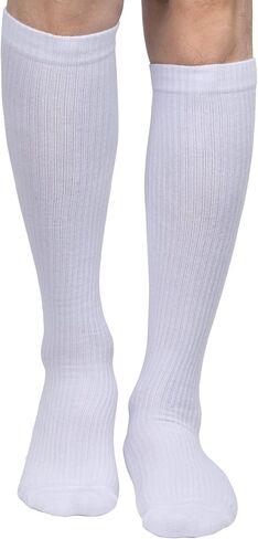 4 أزواج من الجوارب القطنية الضاغطة للرجال والنساء من أثليمو، مقاس 8-15 مم زئبق، جوارب طويلة للركبة 9-11 BLK in Kuwait