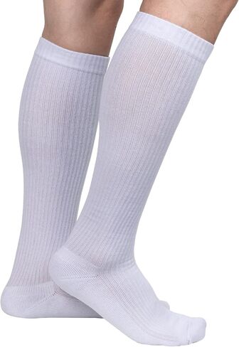 4 أزواج من الجوارب القطنية الضاغطة للرجال والنساء من أثليمو، مقاس 8-15 مم زئبق، جوارب طويلة للركبة 9-11 BLK in Kuwait