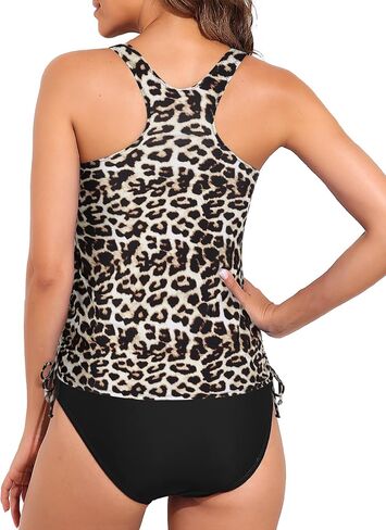 Mycoco Tankini Swimsuits for Women Tummy Control Two Piece Bathing Suits Athletic Racerback Tank Top with Bottom Swimwear in Kuwait