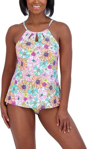 مجموعة ملابس السباحة النسائية Stella Parker برقبة عالية تانكيني للتحكم في البطن سريعة الجفاف وكوب قابل للإزالة وحزام جانبي وربطة عنق سفلية in Kuwait