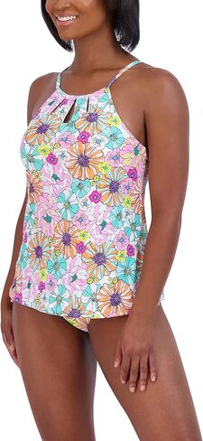 مجموعة ملابس السباحة النسائية Stella Parker برقبة عالية تانكيني للتحكم في البطن سريعة الجفاف وكوب قابل للإزالة وحزام جانبي وربطة عنق سفلية in Kuwait