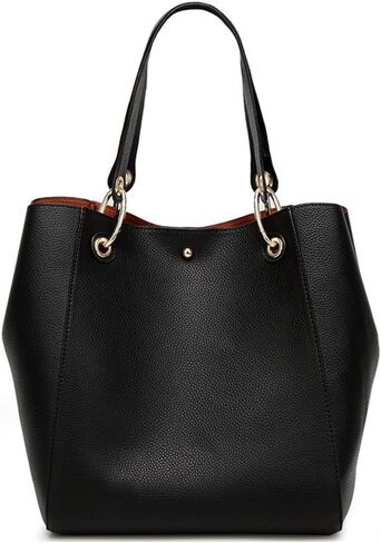 حقيبة يد من Valleycomfy مصنوعة من الجلد وحقائب كتف للنساء مع أشرطة قابلة للفصل وحقائب يد ذات سعة كبيرة، أسود in Kuwait