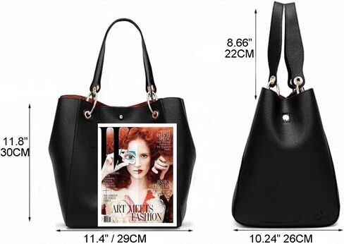 حقيبة يد من Valleycomfy مصنوعة من الجلد وحقائب كتف للنساء مع أشرطة قابلة للفصل وحقائب يد ذات سعة كبيرة، أسود in Kuwait