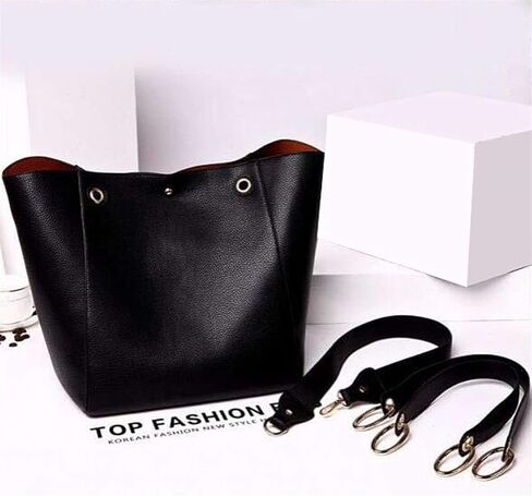 حقيبة يد من Valleycomfy مصنوعة من الجلد وحقائب كتف للنساء مع أشرطة قابلة للفصل وحقائب يد ذات سعة كبيرة، أسود in Kuwait