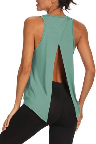 Bestisun Open Back Workout Yoga Shirts Tie Back Yoga Tank Workout Tops for Women in Kuwait