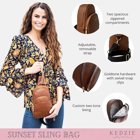 حقيبة KEDZIE Sunset Sling مصنوعة من الجلد النباتي الناعم حقيبة كروس للهاتف الخلوي ومحفظة حقيبة فاني للنساء والفتيات المراهقات in Kuwait