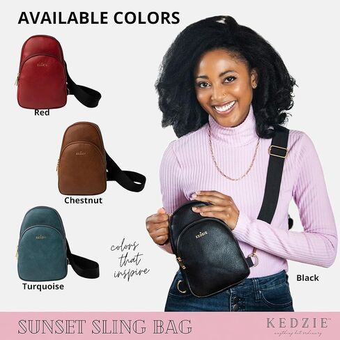 حقيبة KEDZIE Sunset Sling مصنوعة من الجلد النباتي الناعم حقيبة كروس للهاتف الخلوي ومحفظة حقيبة فاني للنساء والفتيات المراهقات in Kuwait