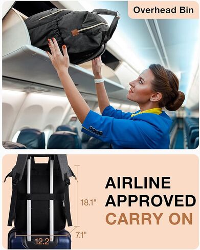 حقيبة ظهر BAGSMART للنساء، حقيبة ظهر للكمبيوتر المحمول تناسب جهاز كمبيوتر مقاس 15.6 بوصة، وحقيبة ظهر للمدرس، وحقائب كتب مع فتحة منفذ شحن للأعمال الجامعية، باللون الأسود in Kuwait