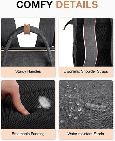 حقيبة ظهر BAGSMART للنساء، حقيبة ظهر للكمبيوتر المحمول تناسب جهاز كمبيوتر مقاس 15.6 بوصة، وحقيبة ظهر للمدرس، وحقائب كتب مع فتحة منفذ شحن للأعمال الجامعية، باللون الأسود in Kuwait