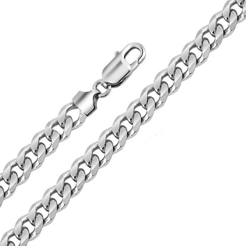Verona Jewelers Italian 925 Solid Sterling Silver Mens Necklace,7.5MM 8MM 11MM 15MM Curb Cuban Chain Necklace for Men- Solid Heavy Link, Thick Link Chain Necklace, 20, 22, 24, 30, in Saudi Arabia