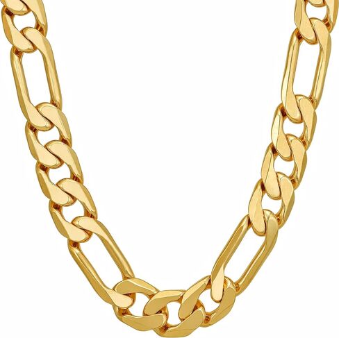 قلادة سلسلة فيجارو مشطوفة من LIFETIME JEWELRY للنساء والرجال مطلية بالذهب الحقيقي عيار 24 قيراط (6.5 مم، 8 مم، 9.5 مم، 11 مم) in Kuwait