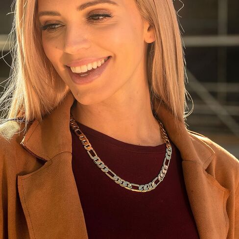 قلادة سلسلة فيجارو مشطوفة من LIFETIME JEWELRY للنساء والرجال مطلية بالذهب الحقيقي عيار 24 قيراط (6.5 مم، 8 مم، 9.5 مم، 11 مم) in Kuwait