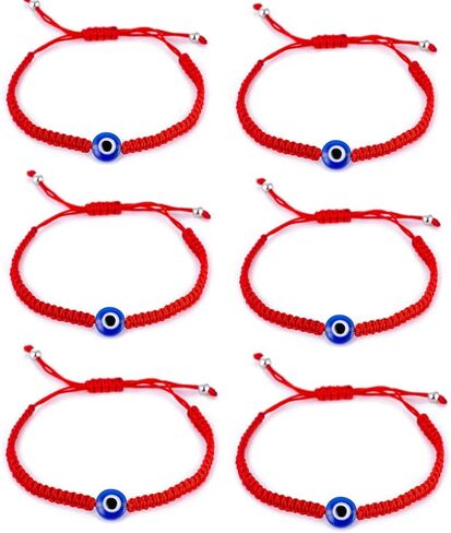 kelistom 6pcs سلسلة حمراء الشر العين سحر أساور للنساء الرجال في سن المراهقة الفتيات الفتيان اليدوية مكرامية مضفر الكابالا سوار لحماية الصداقة قابل للتعديل in Saudi Arabia