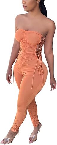 WOKANSE المرأة مثير الجانب الدانتيل يصل Bodycon Ruched قبالة الكتف صديرية دائرية بذلة رومبير قطعة واحدة نادي الزي in Kuwait
