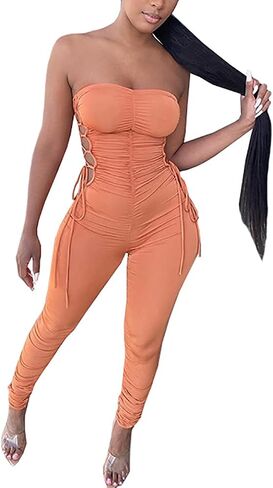 WOKANSE المرأة مثير الجانب الدانتيل يصل Bodycon Ruched قبالة الكتف صديرية دائرية بذلة رومبير قطعة واحدة نادي الزي in Kuwait