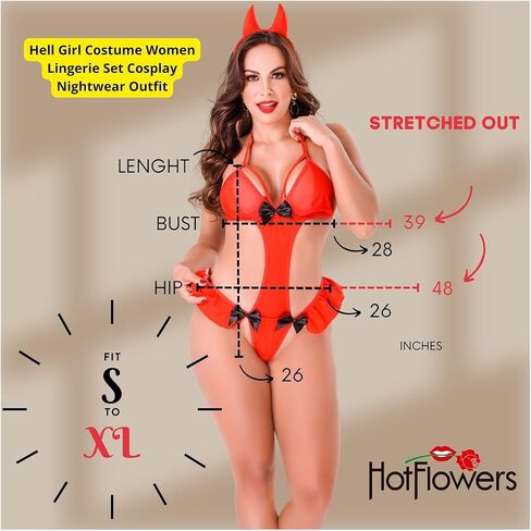 Hot Flowers Women's Sexy Devil Lingerie Costume Roleplay Outfit Red in Kuwait