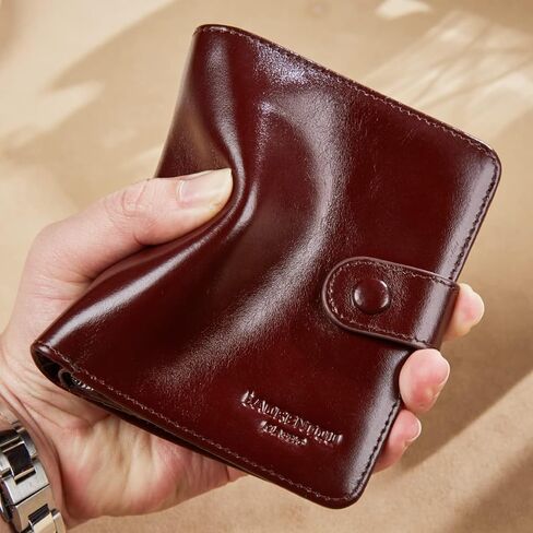 محفظة جلدية أصلية من LAORENTOU للرجال بسحاب ومحفظة بمقبض للرجال ومحفظة ثنائية الطي ومحفظة لجيب بطاقة الائتمان (02 بني) in Kuwait