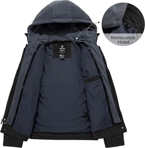 Wantdo Men's Cotton Lightweight Jacket Casual Military Bomber Jacket with Removable Hood in Saudi Arabia