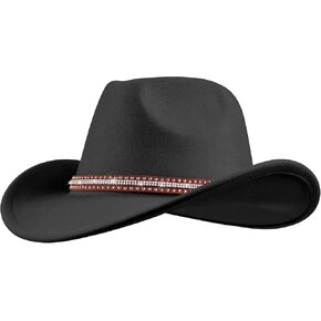 قبعة رعاة البقر من اللباد للنساء والرجال واسعة من قبعات راعية البقر الغربية الكلاسيكية in Kuwait