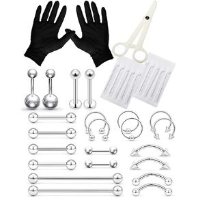 مجموعة ثقب Heienngy حلقات الحاجب من الفولاذ المقاوم للصدأ، حلقة حدوة الحصان، مجوهرات ثقب صناعية، حلقة زر البطن، حلقات الشفاه، الأقراط، حلقات الحلمة، حلقات اللسان للنساء والرجال 14G 16G إبر ثقب in Kuwait