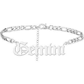 Harry and Henry Zodiac Anklet for Women Cuban Link Anklets Stainless Steel Zodiac Letter Anklet Bracelet for Teen Girls