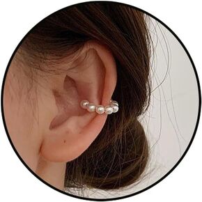 أصفاد أذن لؤلؤية للنساء غير مثقوبة من الغضروف، مشبك على الأقراط، مشبك على شكل غضروف حلزوني، أصفاد أذن قابلة للتعديل، هدايا مجوهرات للفتيات المراهقات in Kuwait
